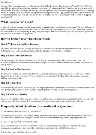 Activate Visa Gift Card: The Primary Step to Delighting In Shopping Freedom