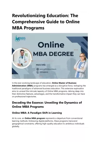 Unlocking Opportunities: Download Your PDF Guide to Online MBA Advantages