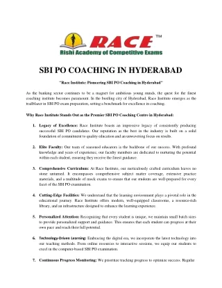 SBI PO Coaching