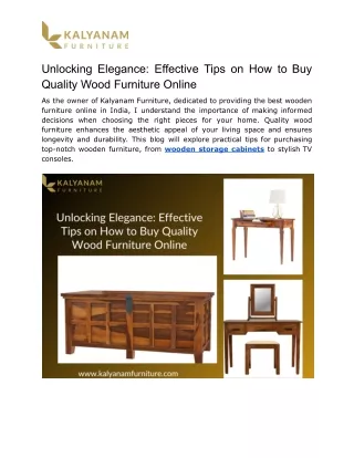 Unlocking Elegance_ Effective Tips on How to Buy Quality Wood Furniture Online