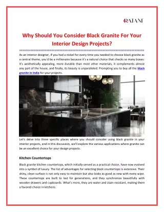 Why Should You Consider Black Granite For Your Interior Design Projects?