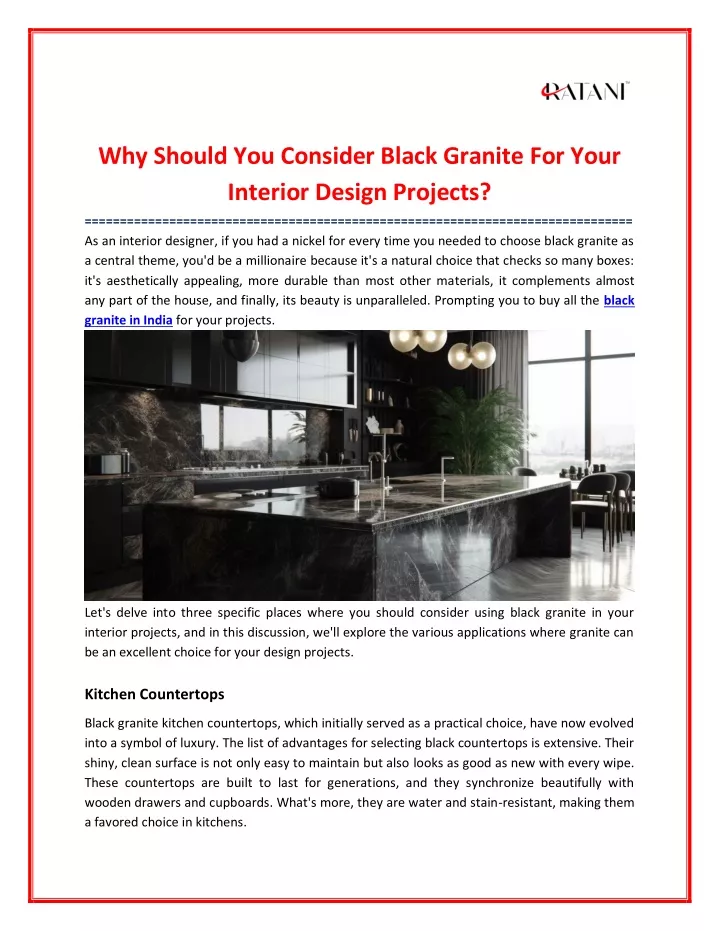 why should you consider black granite for your