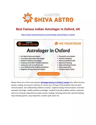 Famous Indian Astrologer in Oxford