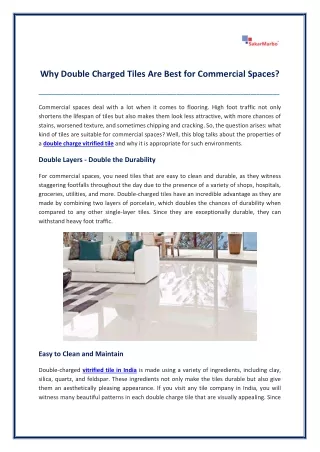 Why to Choose Double Charged Tiles For Your Commercial Spaces?