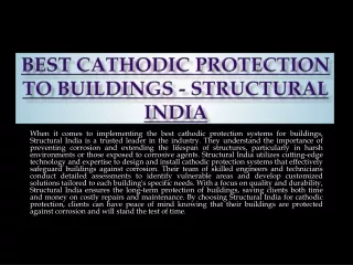 Best Cathodic Protection to buildings - Structural India