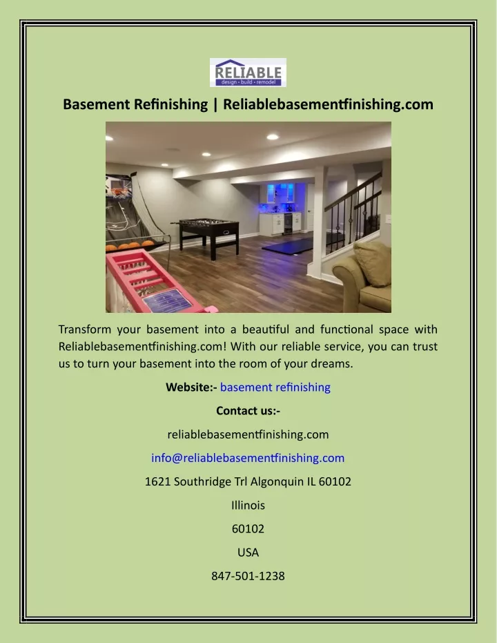 basement refinishing reliablebasementfinishing com