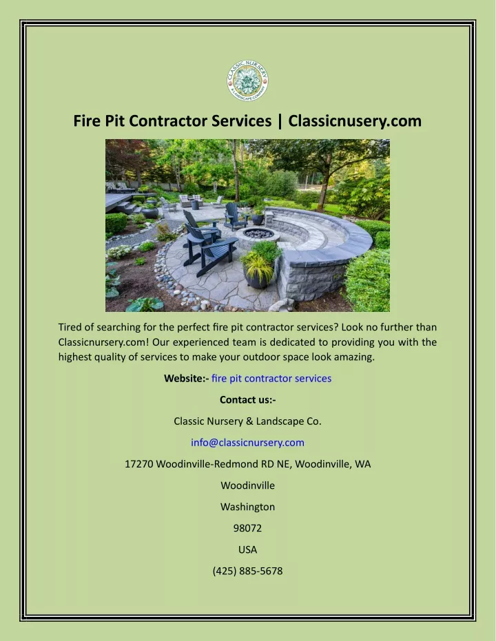 fire pit contractor services classicnusery com