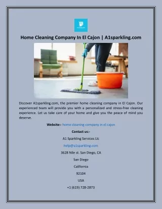 Home Cleaning Company In El Cajon  A1sparkling