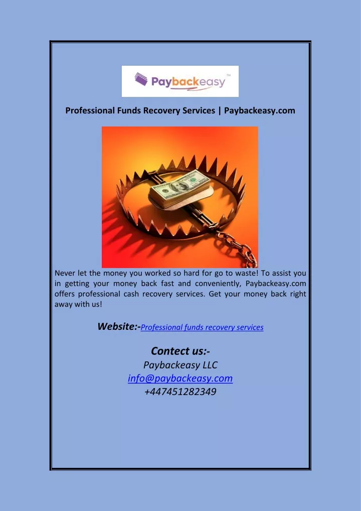 professional funds recovery services paybackeasy