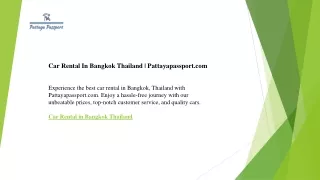 Car Rental In Bangkok Thailand  Pattayapassport.com