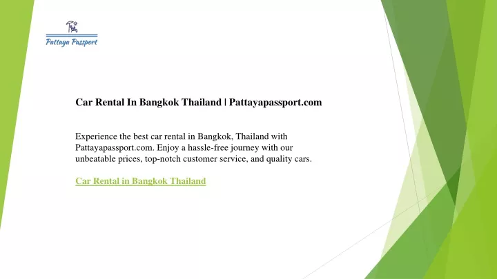 car rental in bangkok thailand pattayapassport