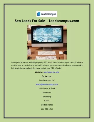 Seo Leads For Sale  Leadscampus