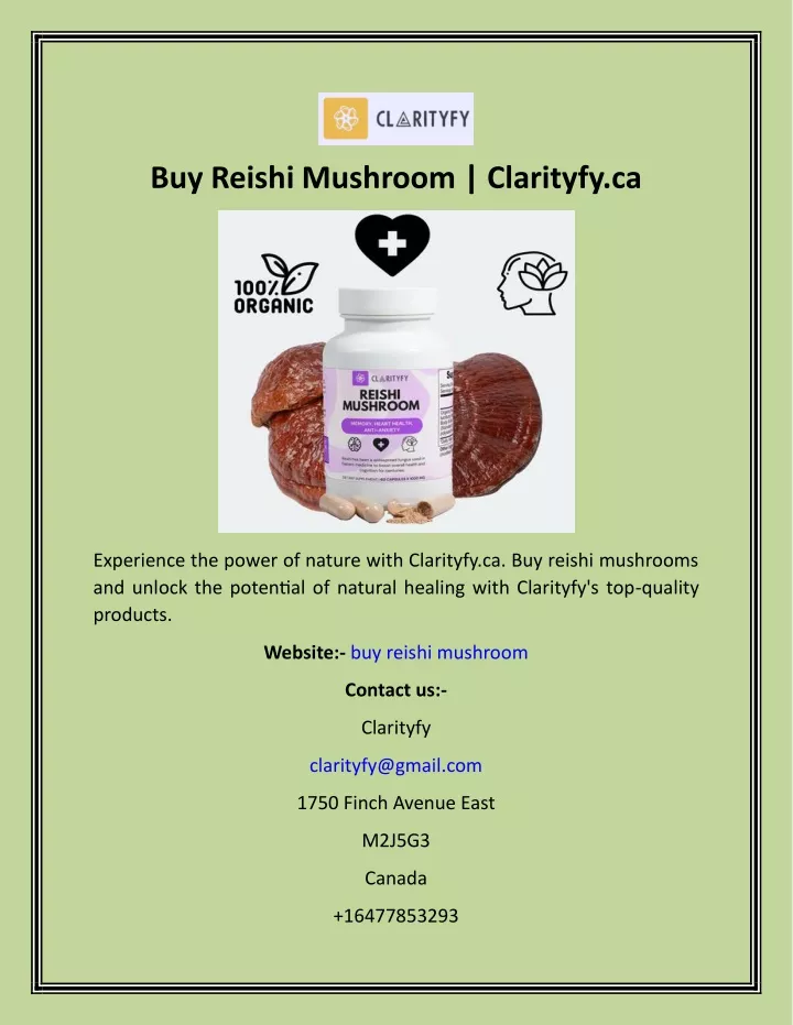 buy reishi mushroom clarityfy ca