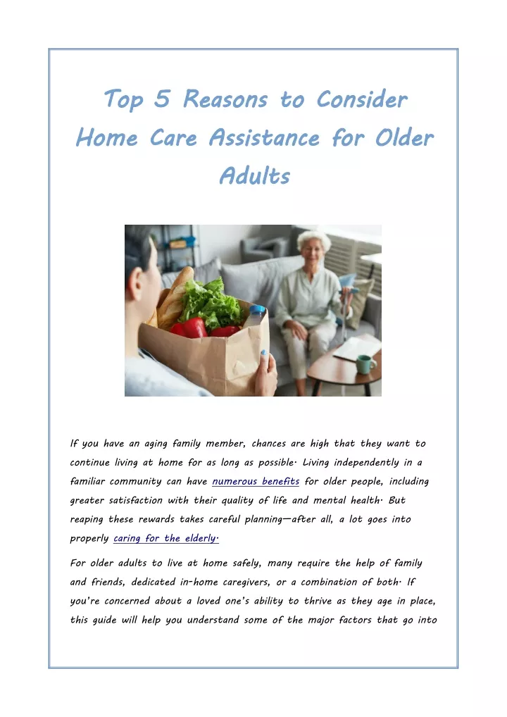 top 5 reasons to consider home care assistance