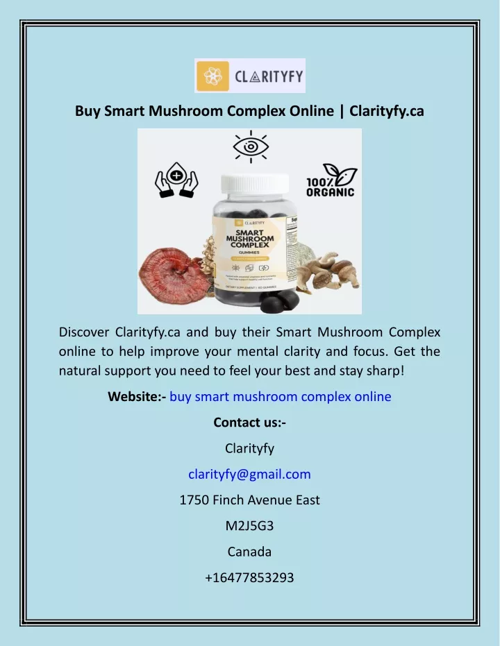 buy smart mushroom complex online clarityfy ca