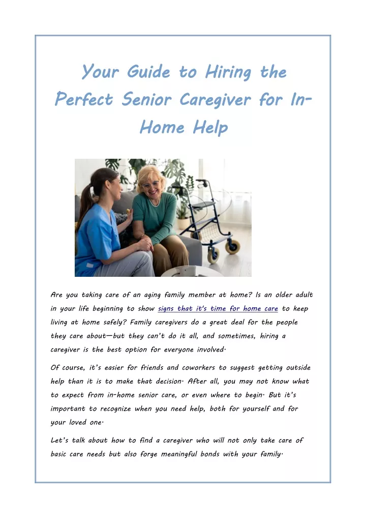 your guide to hiring the perfect senior caregiver