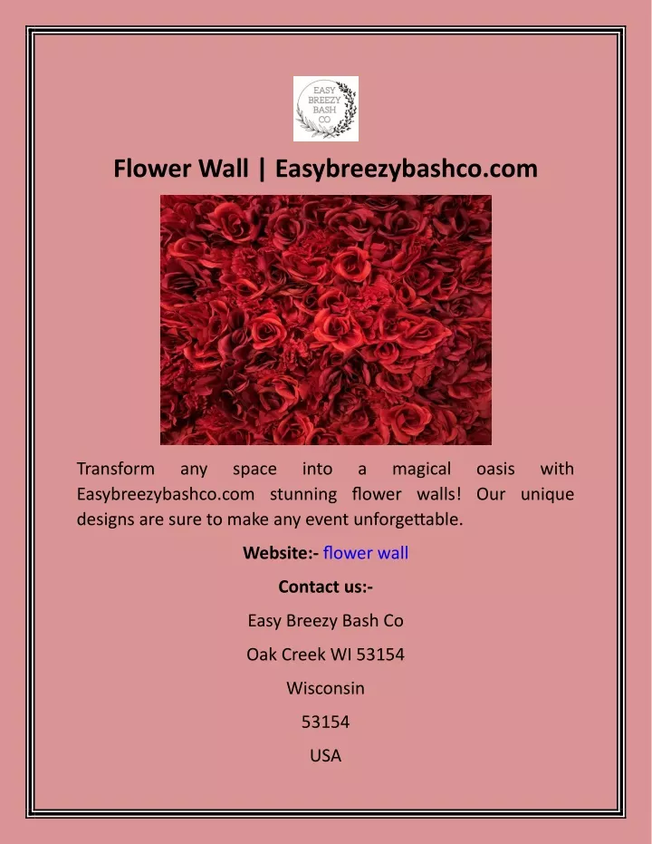 flower wall easybreezybashco com