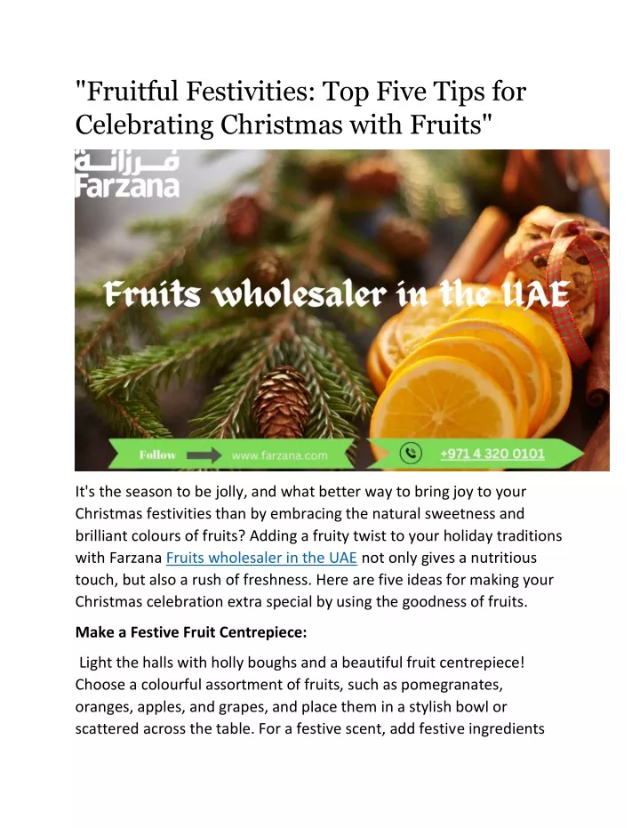 fruitful festivities top five tips