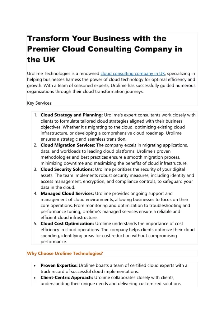 transform your business with the premier cloud