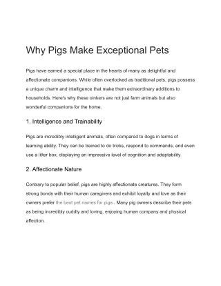 Why Pigs Make Exceptional Pets