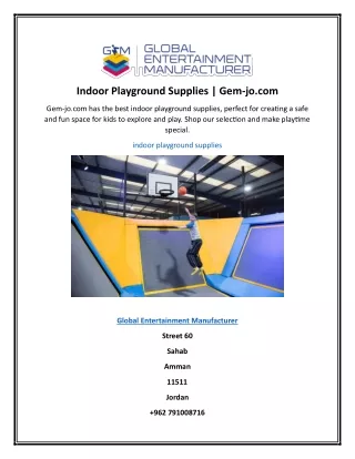 Indoor Playground Supplies  Gem-jo.com