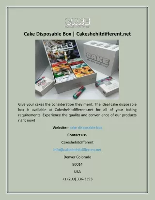 Cake Disposable Box  Cakeshehitdifferent.net