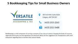 5 Bookkeeping Tips for Small Business Owners- Versatile Accounting LLP