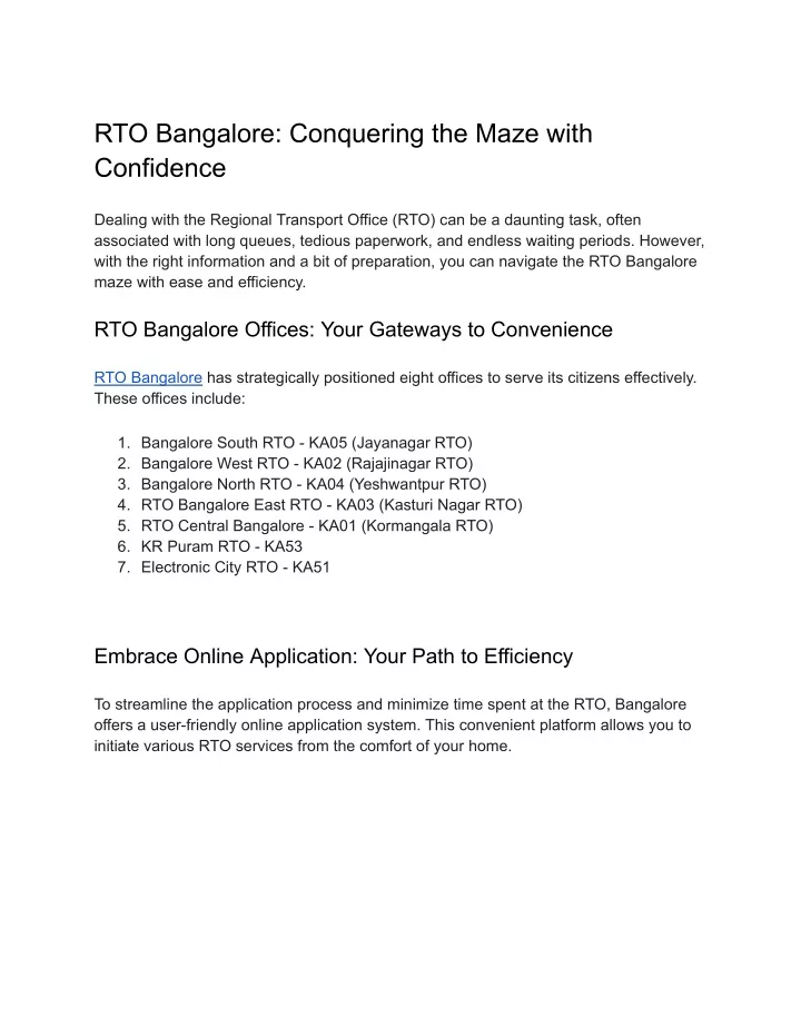 rto bangalore conquering the maze with confidence