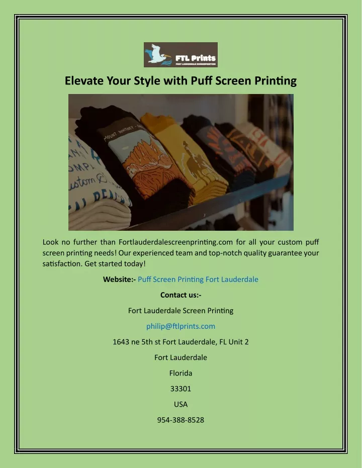 elevate your style with puff screen printing