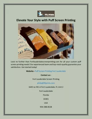 Elevate Your Style with Puff Screen Printing