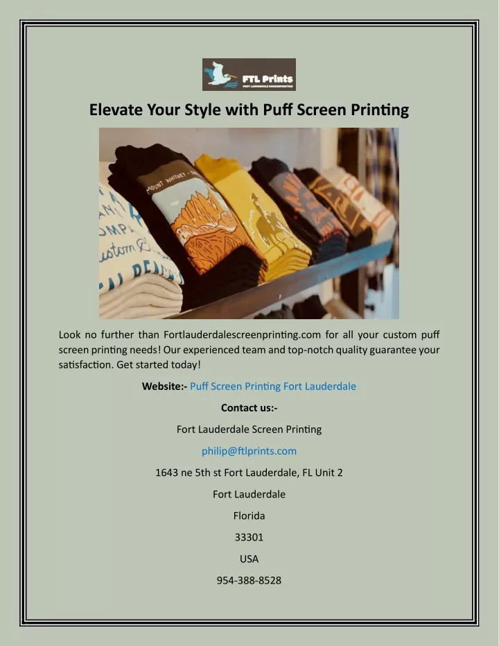 elevate your style with puff screen printing