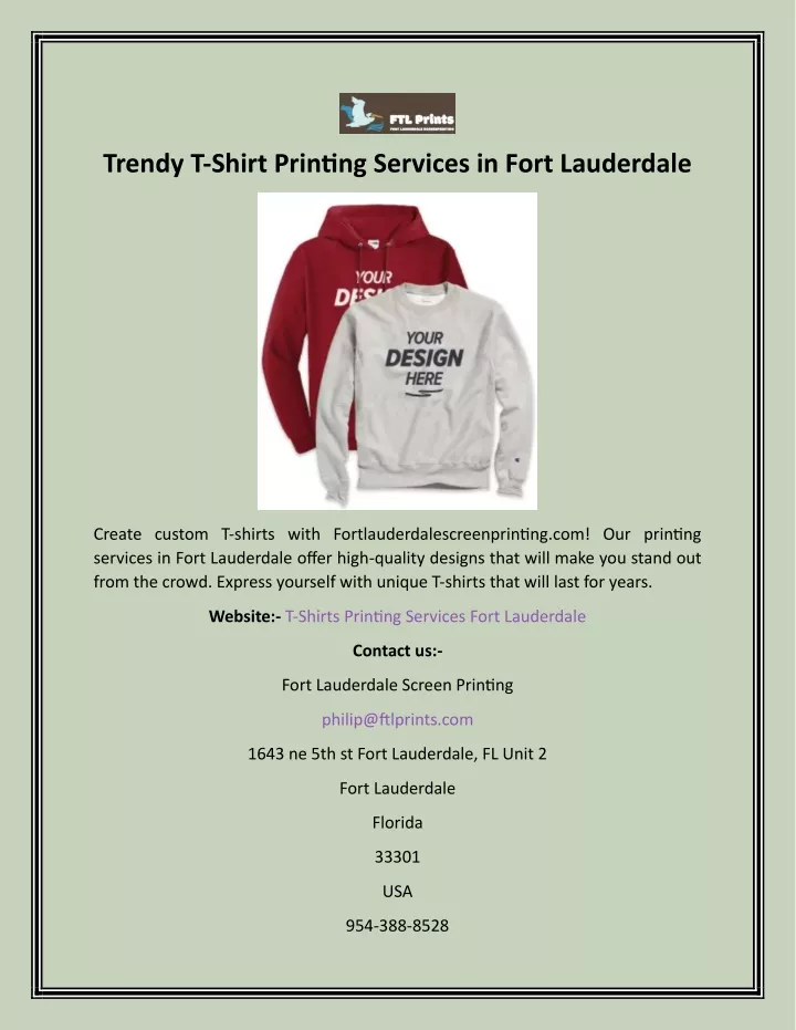 trendy t shirt printing services in fort