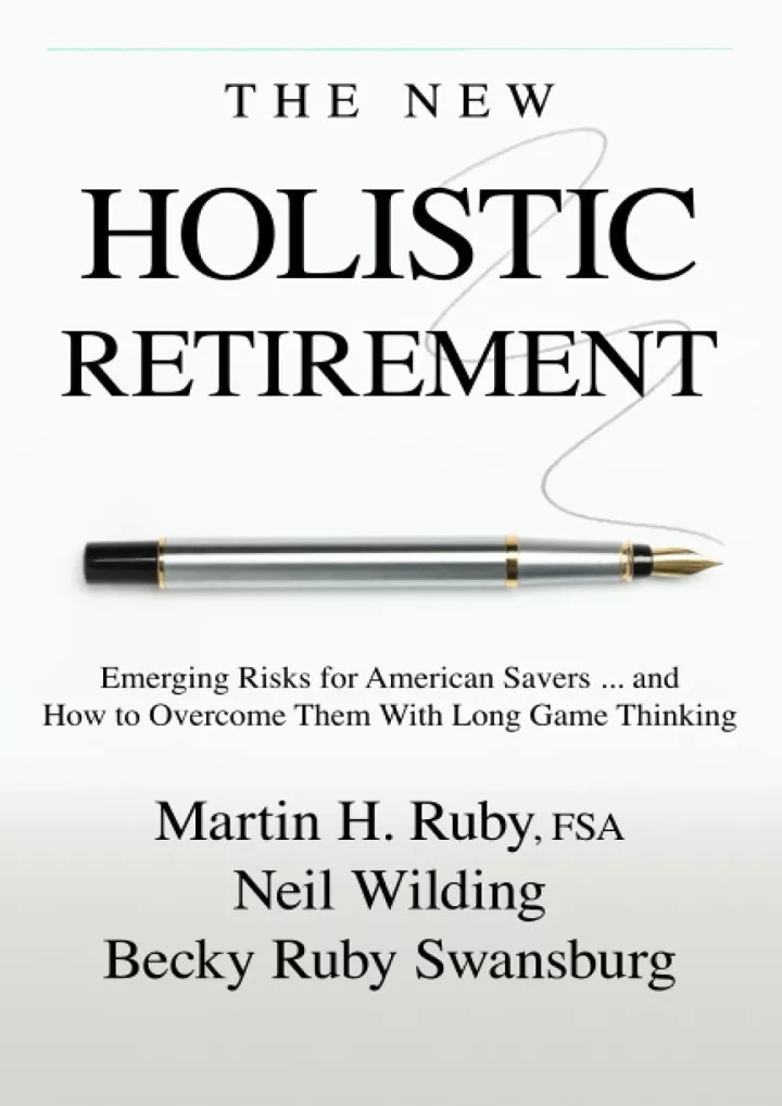 read pdf the new holistic retirement emerging