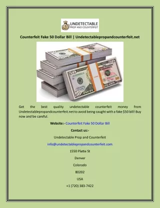Counterfeit Fake 50 Dollar Bill  Undetectablepropandcounterfeit.net