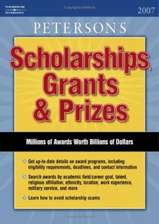 ⭐DOWNLOAD⭐ Book [PDF]  Peterson's Scholarships, Grants & Prizes 2007