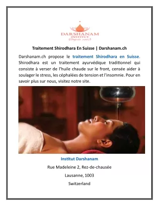 traitement shirodhara en suisse darshanam ch