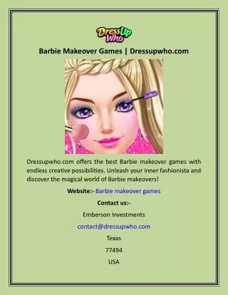 Barbie Makeover Games  Dressupwho