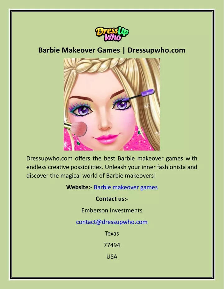 barbie makeover games dressupwho com