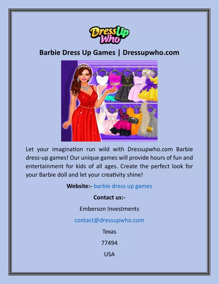barbie dress up games dressupwho com