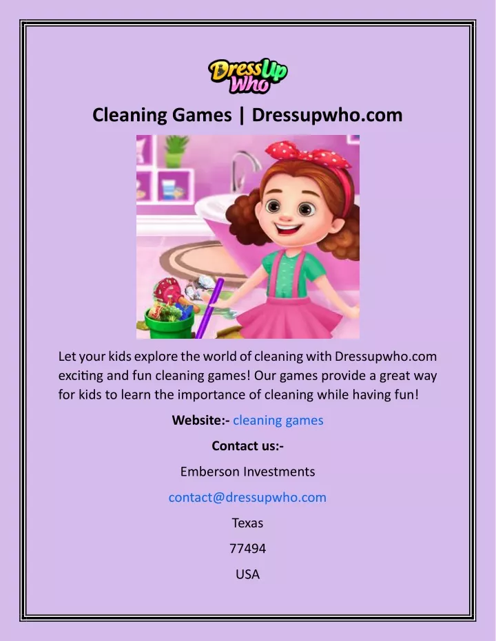 cleaning games dressupwho com