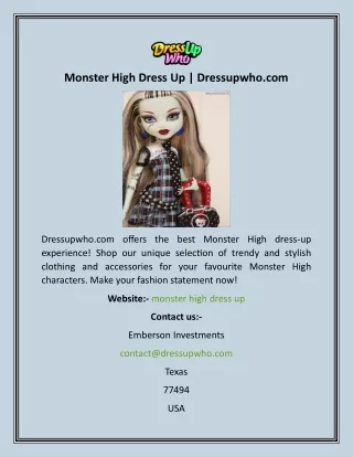 Monster High Dress Up  Dressupwho