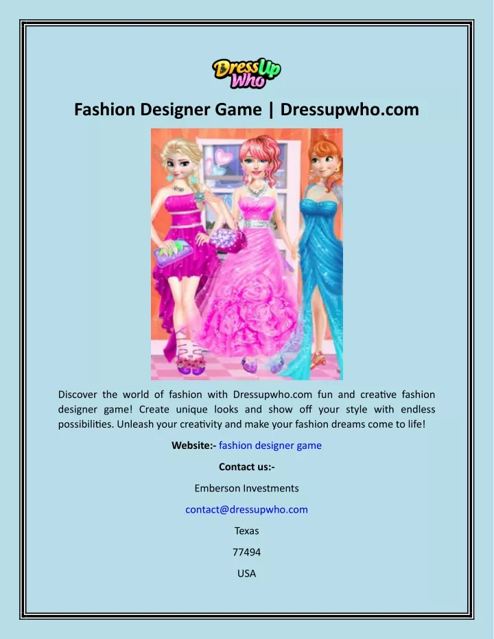 fashion designer game dressupwho com