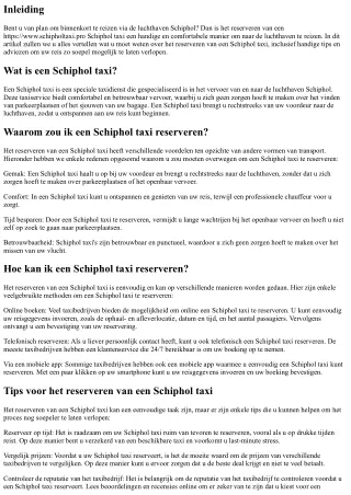 Alles wat je moet weten over het reserveren van een Schiphol taxi