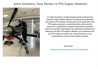 Jetset Airmotive: Your Partner in PT6 Engine Solutions