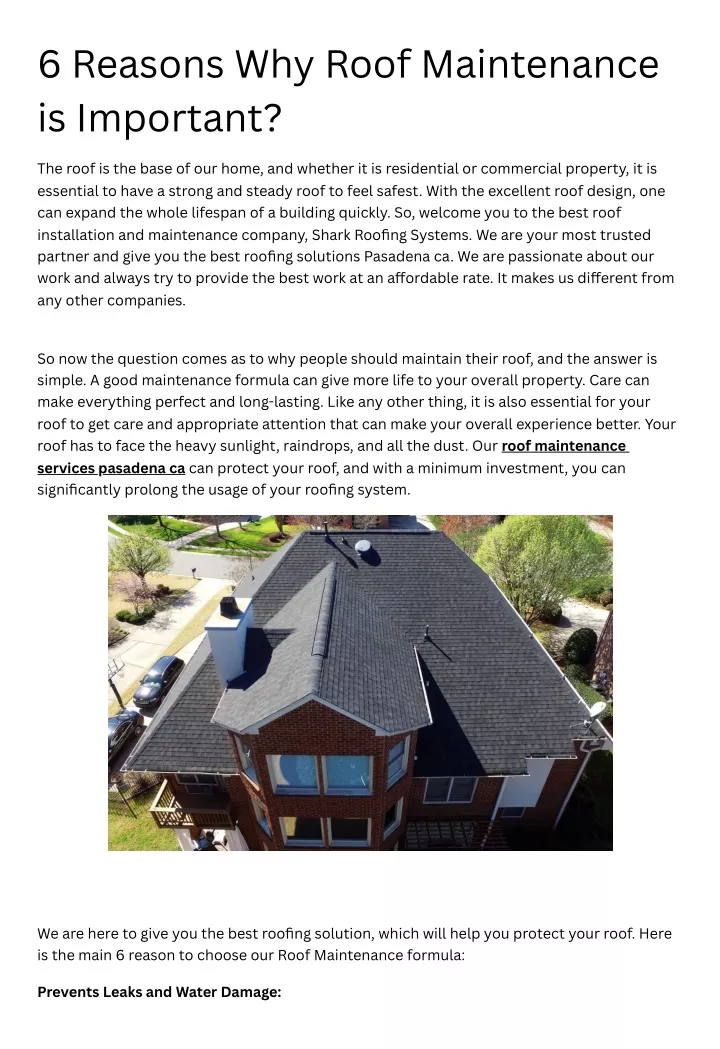 6 reasons why roof maintenance is important