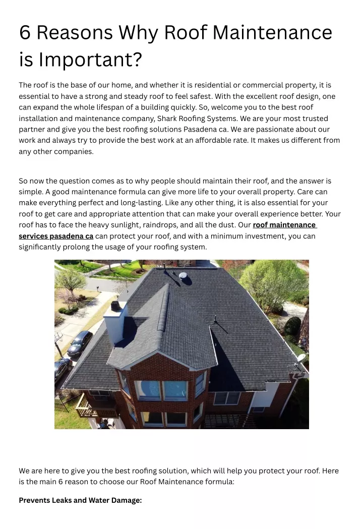 PPT - 6 Reasons Why Roof Maintenance Is Important PowerPoint ...