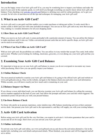 The Ultimate Guide to Activ Gift Card Balance: Everything You Required to Know