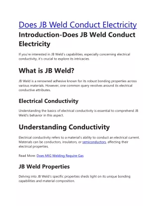 Does JB Weld Conduct Electricity