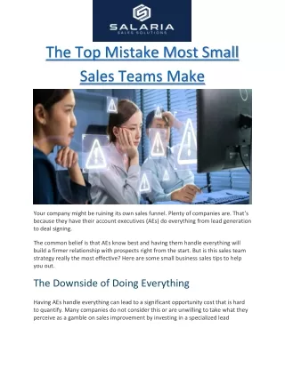Navigating Success: Avoiding the Top Mistake Most Small Sales Teams Make