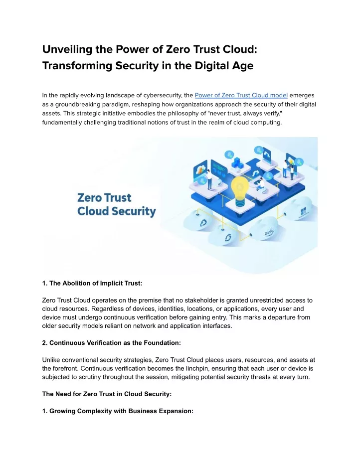 unveiling the power of zero trust cloud